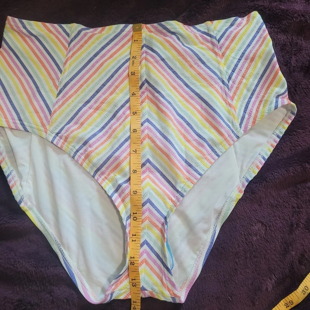kate spade new York Beach stripe‎ bikini Bottom NWOT Large